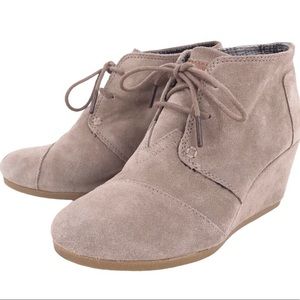 Beige Wedge Lace Up TOMS
